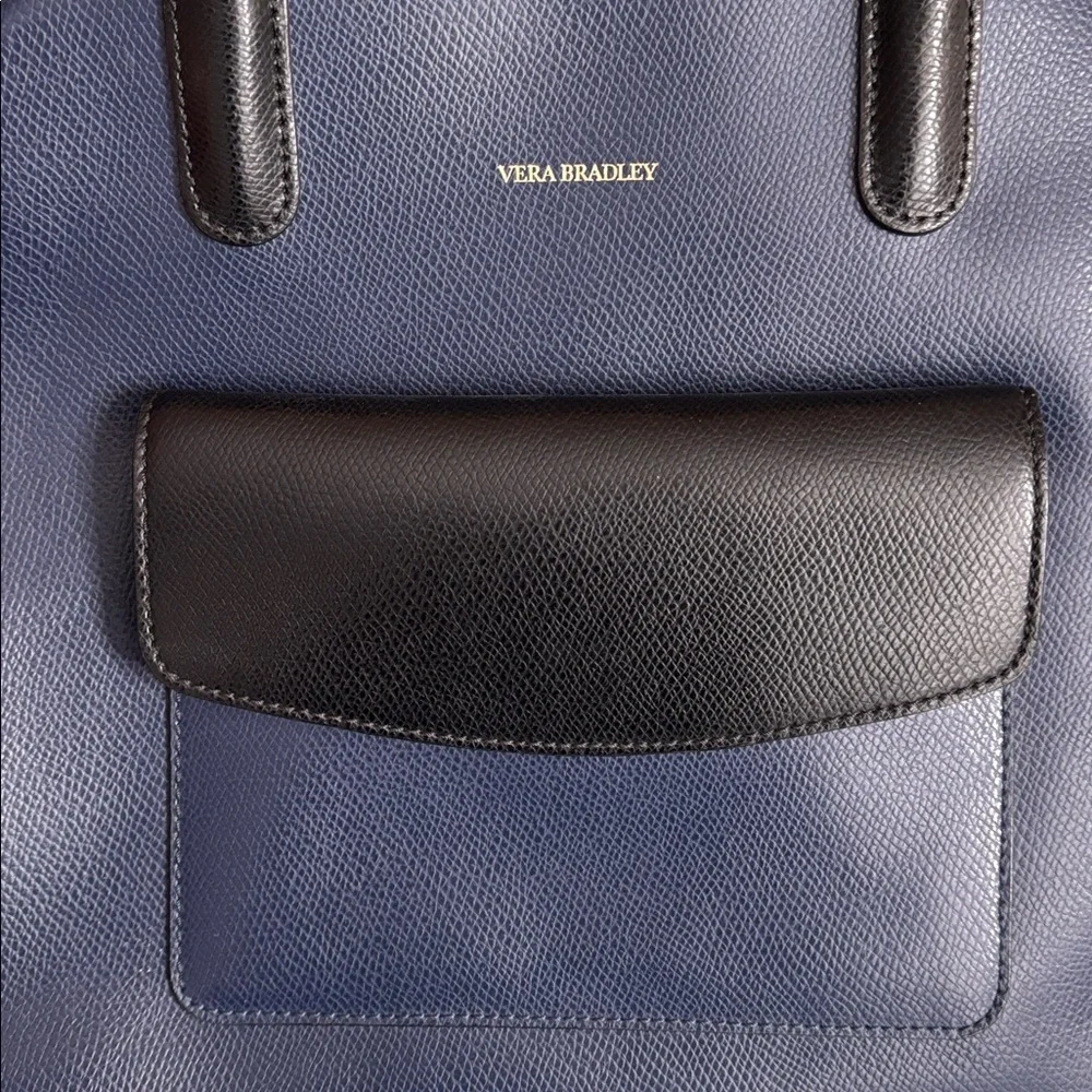 Vera Bradley Bowling Navy Satchel with Black Trim